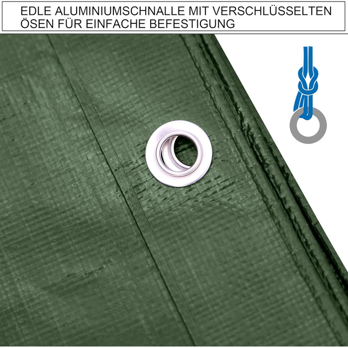 STARPYNG-140g/m² Green 5mx8m Tarp, Cover Sheet, Waterproof, UV Resistant, Weather Resistant, Covering Cars, Boats, Courtyards, Camping, Wood Tarp