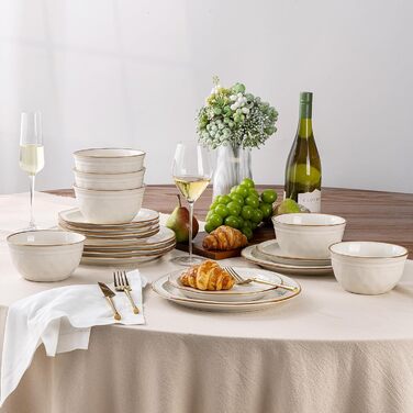 Набір посуду GBHOME Keramik з кераміки (12 предметів) – керамічний посуд, ручної роботи, для 4 осіб, білий