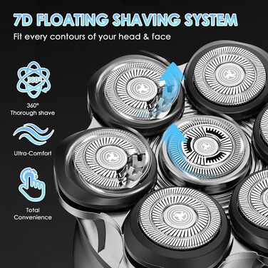 Електрична бритва Glatzen для чоловіків з плаваючою головкою, LED-дисплеєм, 2 режимами, Type-C зарядкою, водонепроникна, чорна