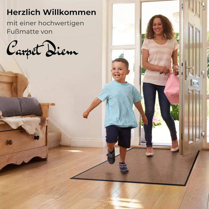 Килимок для взуття Carpet Diem для дому 90x150 см бежевий - антиковзкий килимок для входу, прибирання бруду всередині та зовні