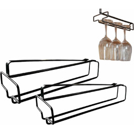 Підвісна тримач для келихів Bitcoraje (2 шт.), стійка для келихів, полиця для келихів без свердління, чорний - для кухні, бару, ресторану