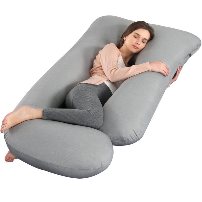 М'який вагітний подушка GKXLH – подушка для вагітних для підтримки спини, живота, стегон, ніг, J-подібна подушка для вагітних, повного тіла, знімний чохол (Кooling Grey)