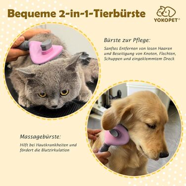 Щітка для собак та котів, видаляє підшерсток, підходить для довгошерстих та короткошерстих порід, зелена (рожева)