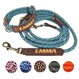 Персоналізований поводок для собак або нашийник: регульований, з натуральної шкіри, зі старовинною латунною фурнітурою