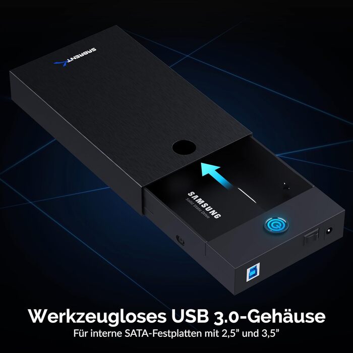 Корпус для жорсткого диска/док-станція Sabrent для 2.5' та 3.5' SATA HDD/SSD – USB 3.0, 5 Gbps, без інструментів, LED, Plug & Play (EC-KSL3)