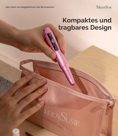 Електричний фрезер для нігтів MelodySusie PC180G Rose: професійний набір для манікюру та педикюру з LED-дисплеєм та 25 швидкостями