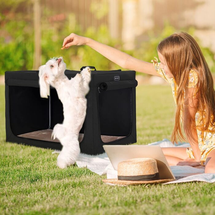 Клітка для собак Petsfit, велика, розкладна, чорна, 90x61x58 см, з підстилкою