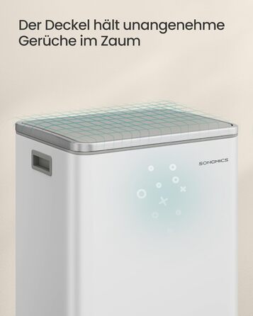 Відро для сміття SONGMICS 50 л, нержавіюча сталь, знімний внутрішній відро, Soft-Close, білий (LTB595E01)