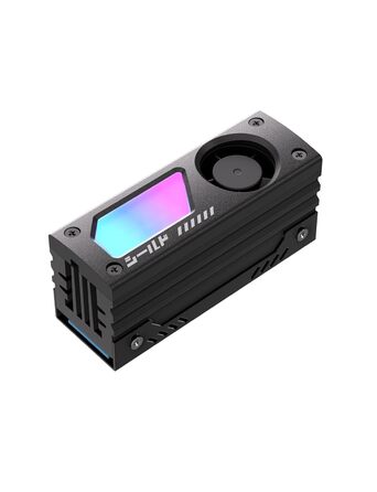 Охолоджувач SSD M.2 EZDIY-FAB Shield ARGB з вентилятором 20mm PWM, алюмінієвий корпус, підтримка ARGB 5V 3-Pin, чорний, 1 шт.