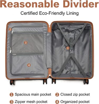 Чемодан British Traveller Mittelgroß: міцний валіза на 8 коліщатках з TSA-замком, 66 x 43.3 x 28.5 см, бежевий