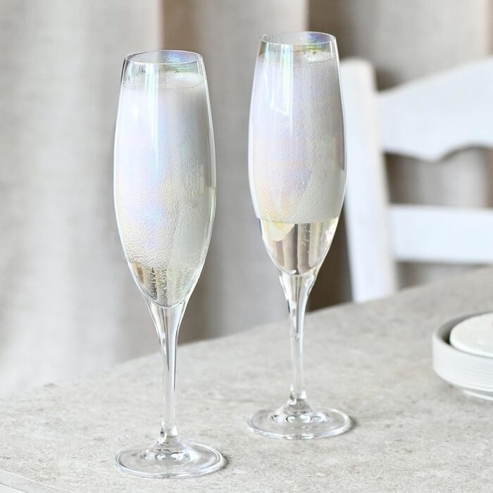 Krosno - Venice Rainbow Champagne Glasses 6 x 200ml | Prosecco Glasses | Wedding Gift | Crystal Glass | Lead-Free Glass | Scratch-Resistant | Gift Idea