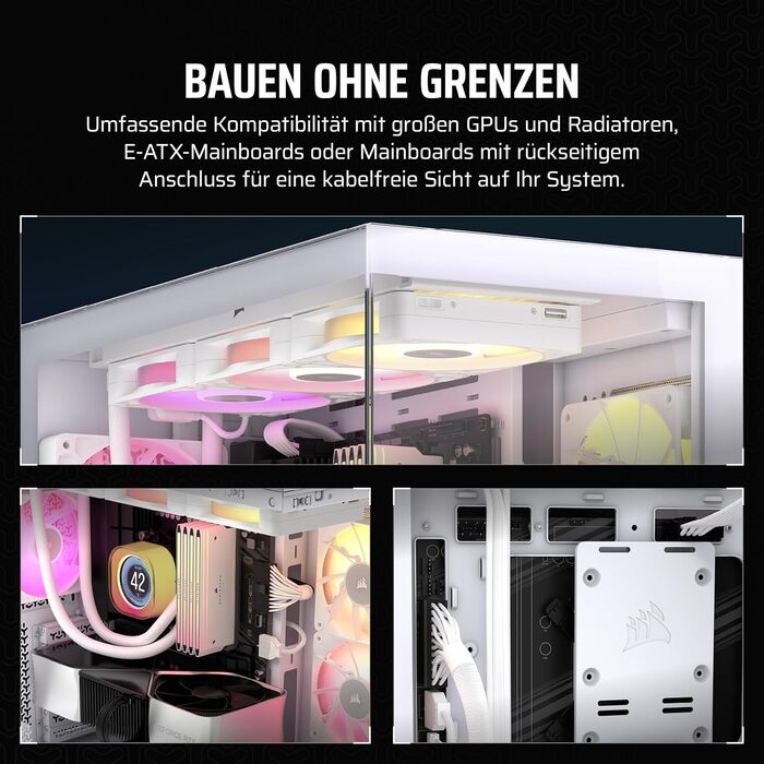 Корпус ПК CORSAIR 3500X Mid-Tower ATX з панорамним склом, підтримкою перевернутої схеми материнської плати та 3 вентиляторами CORSAIR RS120, білий колір (без RGB)
