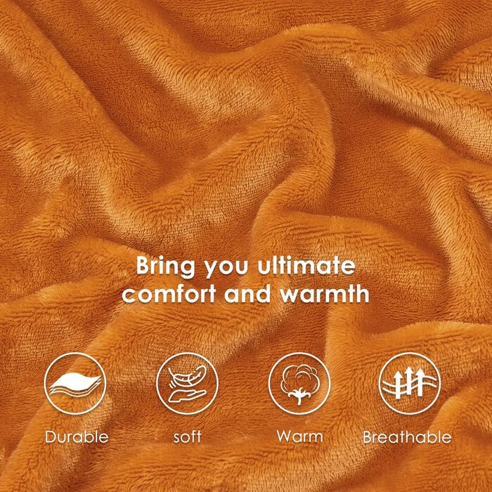 Плед Sherpa з двостороннього флісу, теплий плед для дивана/крісла, м'який плед з флісу для вітальні (220 x 240 см, Горіх)