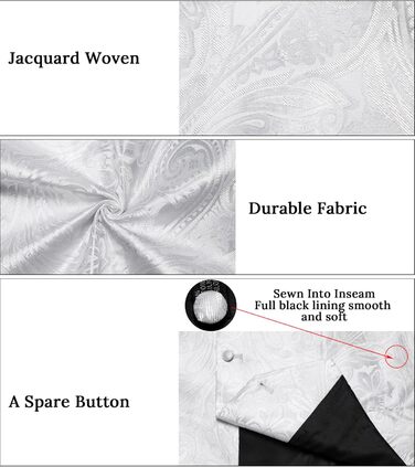 Набір краватка, жилет, нагрудна хустинка, запонки та лапільєрний шпилька Dibangu для весілля та свят (7 шт., шовк, Paisley)