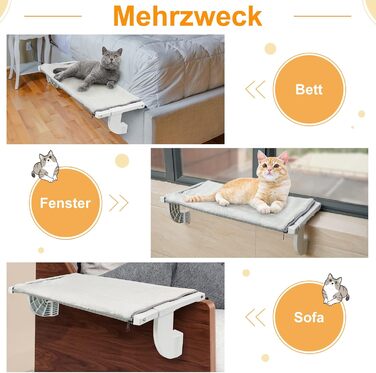 Cat Bed Balcony Window Hammock for Radiator/Heater, 67.5 * 34.5cm Window Hammock for Cats, Cat Window Bed, Window Spots, Cat Bed, Window Sill, Window Bed Spot (L)
