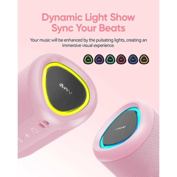 Портативна Bluetooth колонка AY з підсвіткою, IPX5 водостійка, AUX/TF картридер, стерео-паринг, 24 год роботи від акумулятора, для дому та відпочинку на природі (зелена)