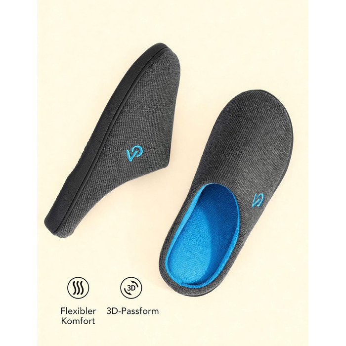 Чоловічі халапи VeraCosy з двокольоровою підошвою, Memory Foam, 42/43 EU, сірий/блакитний
