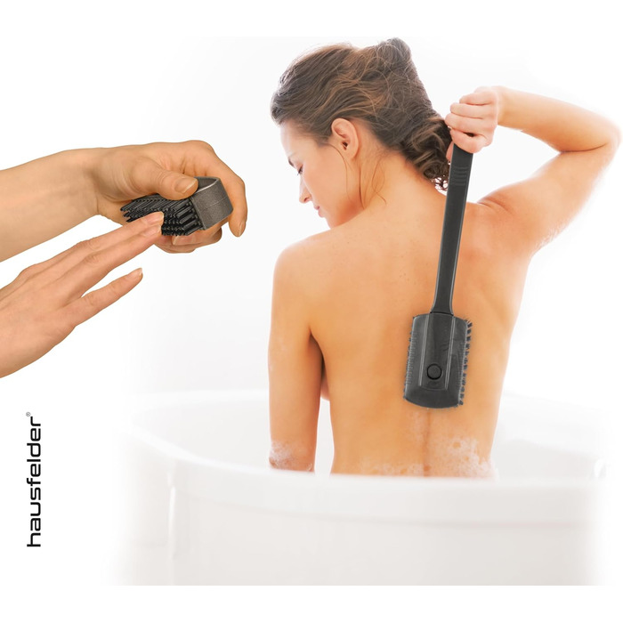 Набір ручних щіток Hausfelder для душу: жорсткі, для нігтів та спини, з ручкою, чорний антрацит, матовий