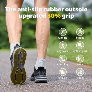 Чоловічі кросівки для ходьби FitVille з широкою колодкою, бігові, спортивні, зручні, з амортизацією, для широкої стопи, білі/сірі (46 EU, чорні)
