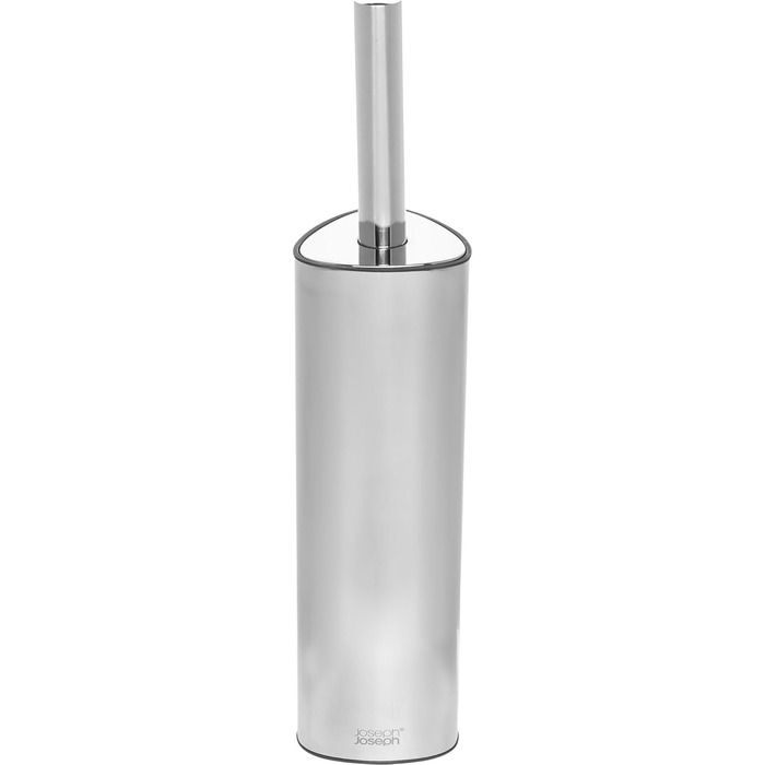 Joseph Joseph Flex 360 Luxury Toilet Brush and Holder Set with Drip-Free, Blockage-Free, Interchangeable Triple-Action Brush Head - Stainless Steel
