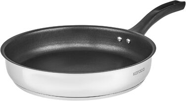 Набір кухонного посуду Karaca Biogranit Blackgold 12 предметів | Покриття з антипригарним ефектом | Стійкий до подряпин | Здоровий та екологічний | Енергоефективний | Елегантний дизайн | Легко миється (24 см, Сірий)