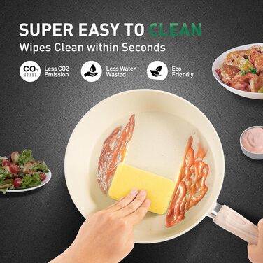 Набір посуду MAISON ARTS 12 предметів: каструлі та сковороди з антипригарним покриттям, гранітне покриття, для індукції, плити, бежевий