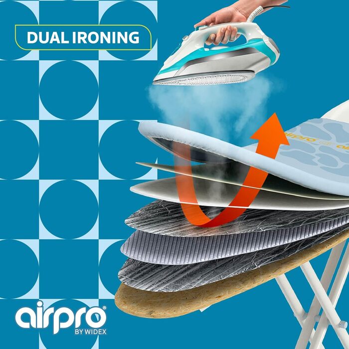 Покриття для прасувальної дошки 6-шарове для парогенератора, розмір XL, універсальне, 125x50 см, без води під дощею, прасування на 50% швидше, Made in Europe, Flagstones Lila XL