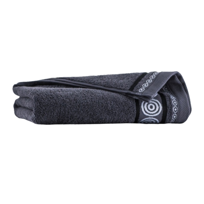 Великий банний рушник ZWOLTEX RONDO 2 з вишивкою, чорний, 450г, 70x140см