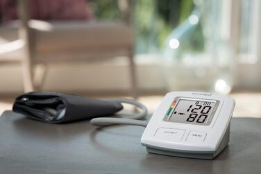 Ecomed BU-92E тонометр на плече без кабелю, з функцією виявлення аритмії, шкалою кольорів WHO, для точного вимірювання артеріального тиску та пульсу з функцією пам'яті