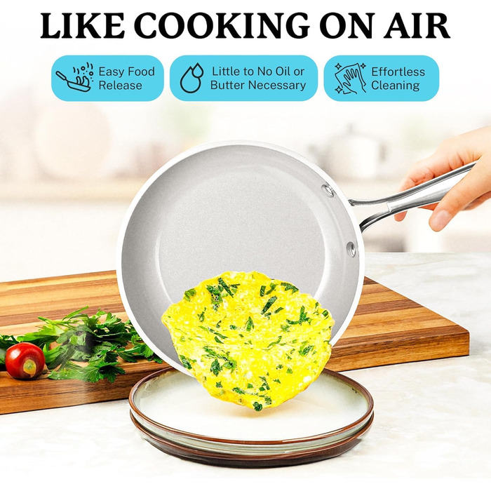 Набір посуду GOTHAM STEEL 12 предметів: каструлі та сковорідки з антипригарним покриттям, кераміка, блакитний, PFOA-free