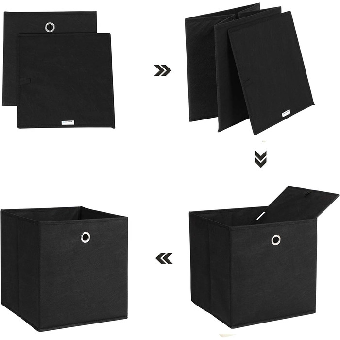 SONGMICS Storage Box, 6 Pack, Folding Box, Foldable Organizer, with Finger Hole, 30 x 30 x 30 cm, RFB02H-3 (Grey+ Black+ Beige)