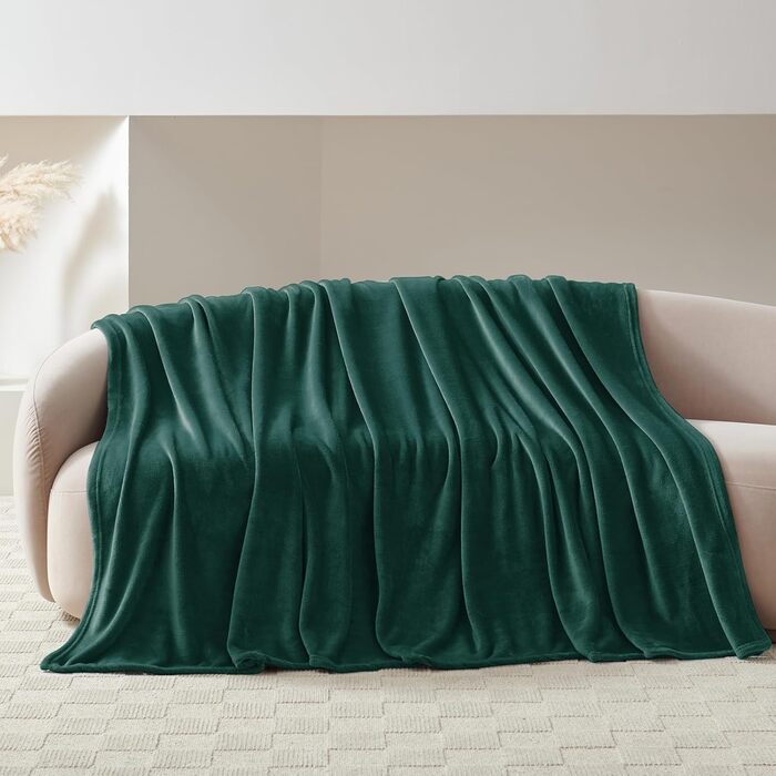 Плед WAVVE: теплий та м'який плед з флісу 150x200 см та 130x150 см (темно-зелений)