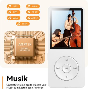MP3 плеєр AGPTEK 32GB Bluetooth 5.3, 1.8