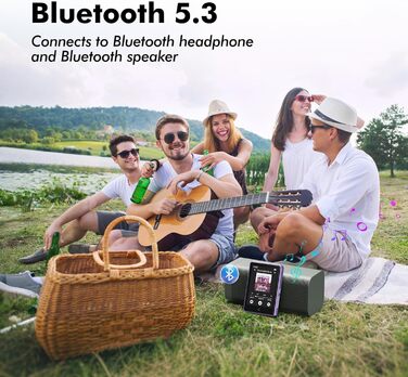 MP3 плеєр дитячий 64GB Bluetooth 5.3 з радіо, радіоприймач, MP4 плеєр, дитячий музичний плеєр з touch screen, розширюється до 128GB, фіолетовий