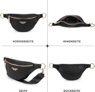 Чоловіча/Жіноча сумка через плече Berliner Bags Preiu Bauchtasche, шкіряна поясна/бананка (Чорний / Золотий, M)