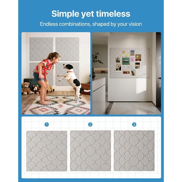 Акустичні панелі Soundsbay 12 шт., самоклейні звукопоглинаючі плити з поліестеру для шумоізоляції та декору стін, 30x30x0.9 см, білий колір