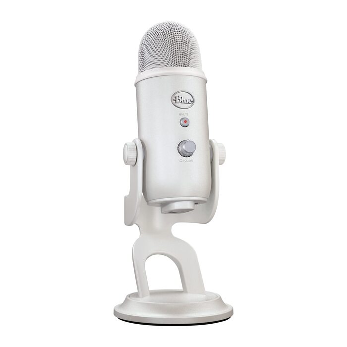 Мікрофон Logitech G Blue Yeti USB для стрімінгу, подкастів та запису (білий). Преміум-якість, Blue VO!CE, сумісний з PC та комп'ютером.
