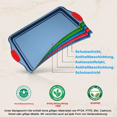 Набір форм для випічки Nutrichef 10 шт. з антипригарним покриттям – для випічки солодкого (печиво) та солоного (піца) – з вуглецевої сталі, без PFOA та PTFE, з силіконовими ручками (круглі/квадратні)