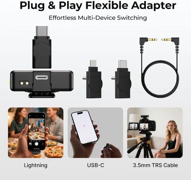 Мікрофон FULAIM X6S: Бездротовий петличний мікрофон з AI шумозаглушенням для iPhone, камер, відео та Vlogging