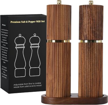 Набір для солі та перцю з дерева: млини з регулюванням помелу, лоток, акція Burlywood