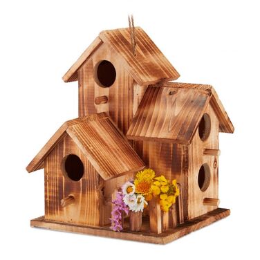 Relaxdays Birdhouse with 3 Houses