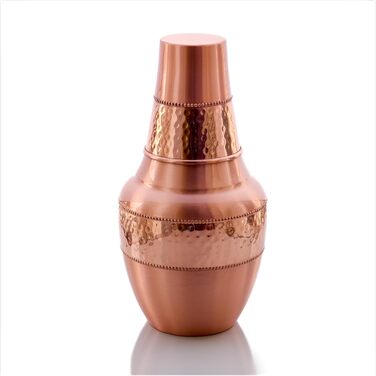 Copper Nightstand Carafe with Cup, 1.4 L, Capacity for Ayurvedic Health Benefits, Water Jug for Home, Gift, Sports, and Yoga