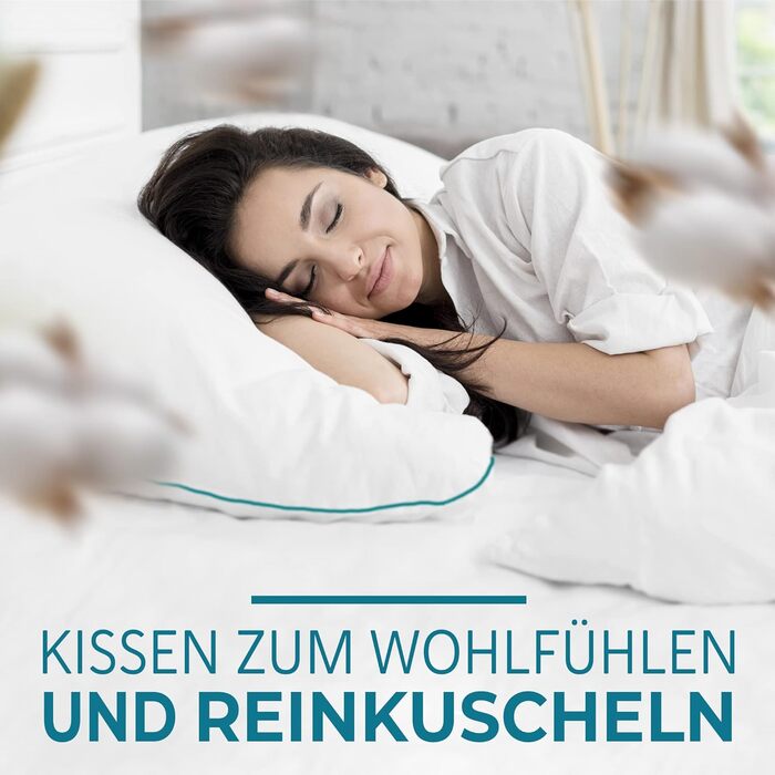 Snuggle-worthy dream pillows - Made in Germany. Pillows 80x80 - 80x80 cm head pillows for seductively soft nights - ergonomic sleeping pillow ideal for every sleeping position - Öko-Tex padding.