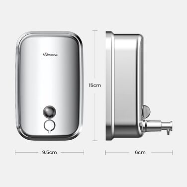 Stainless Steel Wall Mounted Soap Dispenser - 800ml, Hygienic Push Top, Rust-Resistant & Drip-Proof