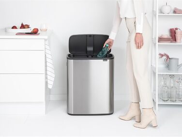 Відро для сміття Brabantia біле, 60 літрів, нержавіюча сталь з покриттям проти відбитків пальців