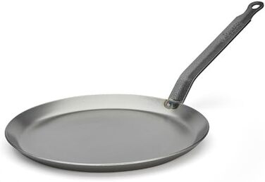 Млинцева пательня de Buyer Carbone Plus 24 см, важка, з вуглецевої сталі, срібляста
