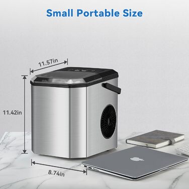 Льодогенератор Eiswürfelmaschine 120W, 9 кубиків за 6 хв, 11.8 кг/24год, самоочищення, з лопаткою та кошиком для вечірок, офісу, бару, кемпера, 2.3 л