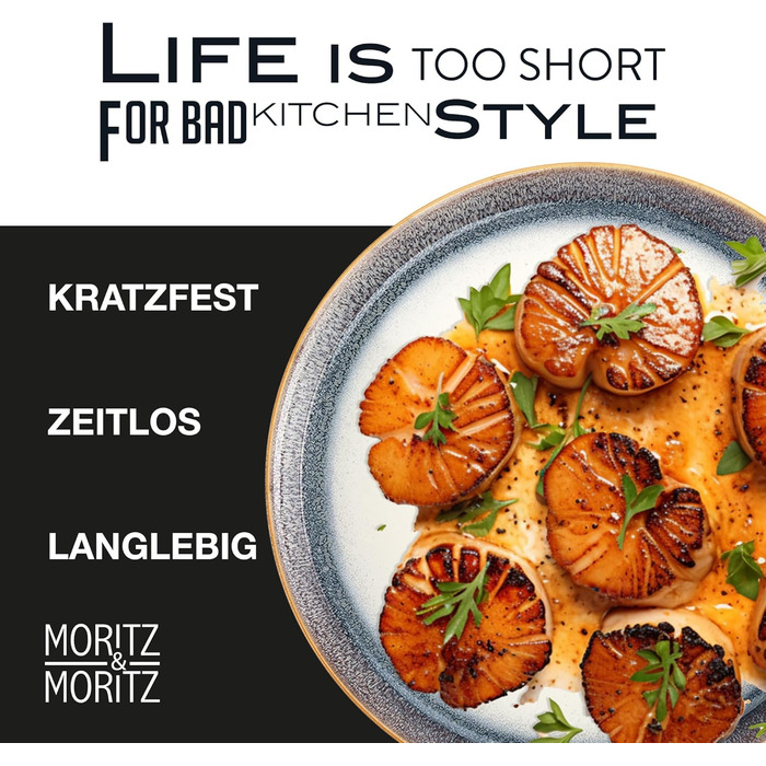 Moritz & Moritz TARENTO 24-Piece Dinnerware Set, 6 People, Blue - Elegant Plate Set made of high-quality stoneware - Dinnerware set consisting of 6 dinner plates, 6 dessert plates, 6 soup plates, and 6 cups