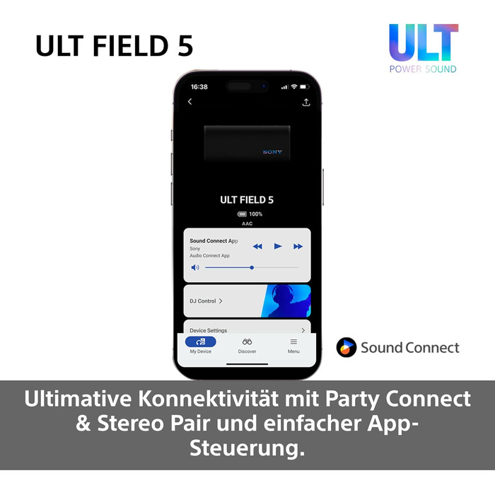 Sony ULT Field 5 – Портативна Bluetooth колонка з ULT Power Sound, IP67 (водонепроникна, пилозахищена, ударостійка), 12 год роботи, білий