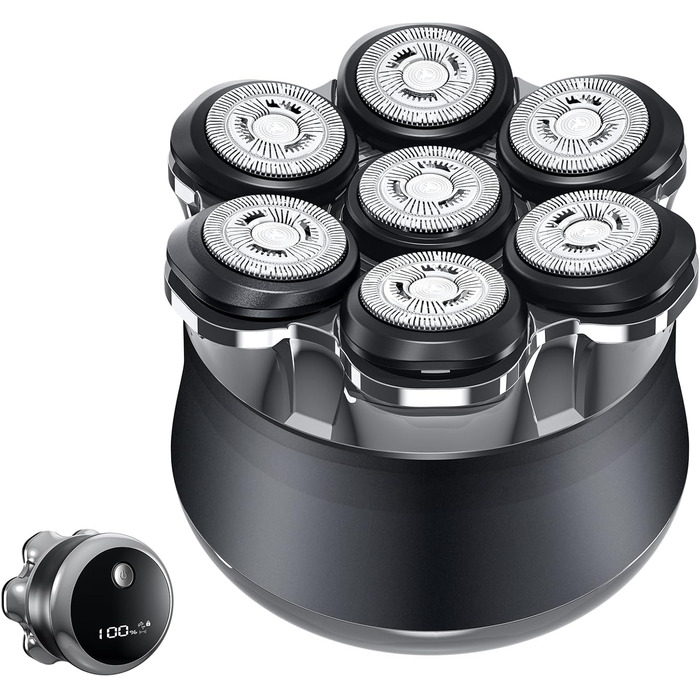 Електричний гоління голови для чоловіків Glatzen, 7D гнучкий знімний гоління, плаваюча головка, водонепроникний для мокрого та сухого використання, гоління з LED-дисплеєм